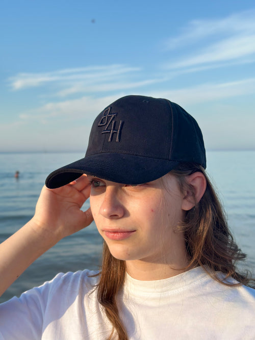 Casquette Baseball BZH Signature Broderie Noire 6 panneaux
